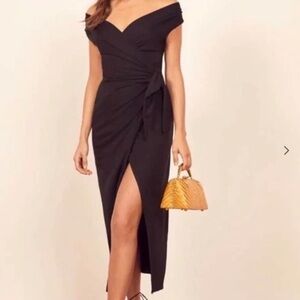 Reformation black wrap dress